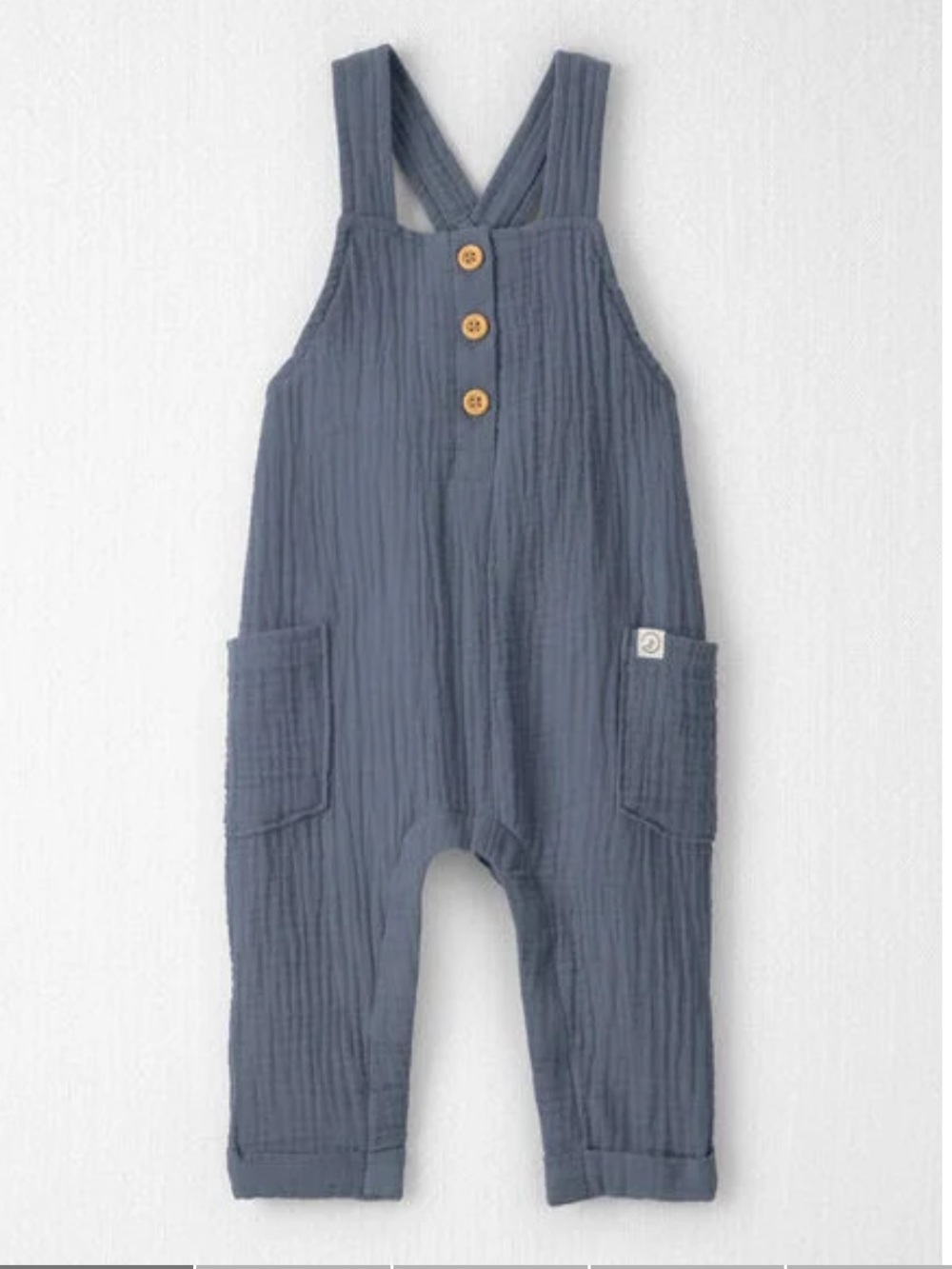 Little Planet Baby Boy Gauze Overalls Slate Blue
